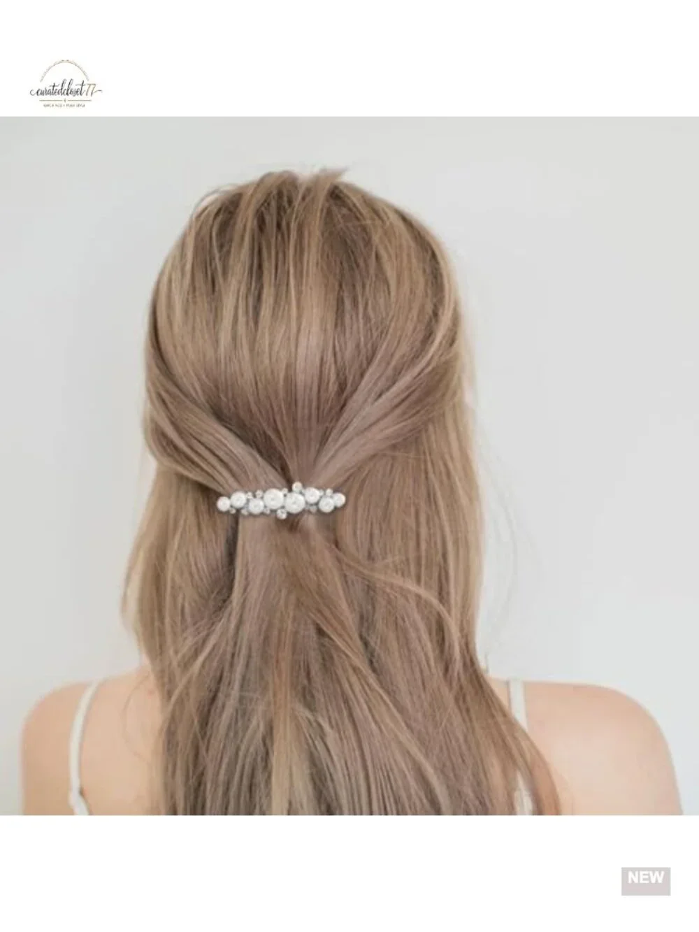 Pearl Crystal Hair Barrette Wedding Rhinestone French Hairclip Decorative